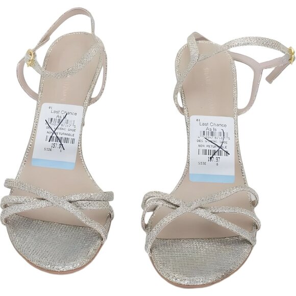 Stuart Weitzman Womens Starla Gold Stilettos Sandals Size 8 - Picture 5 of 6